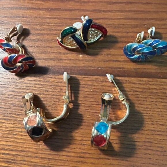 Jewelry - 5 Pair of beautiful, colorful, clip earrings